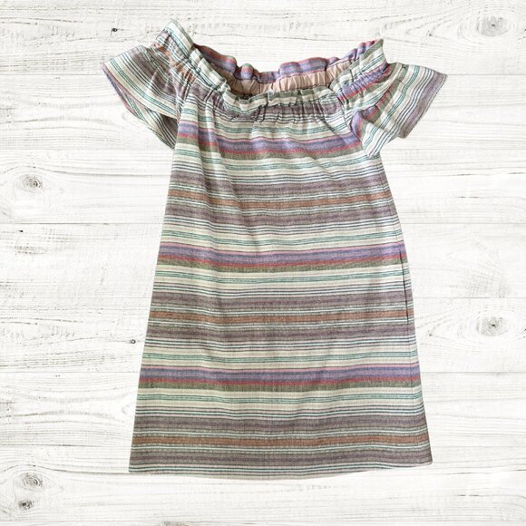 Corey Lynn Calter Striped Off-Shoulder Dress Womens Medium - Picture 2 of 4